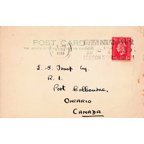 Other - Vtg 1939 QSL Radio Postcard Leeds England to Ontario Canada King George VI 1d